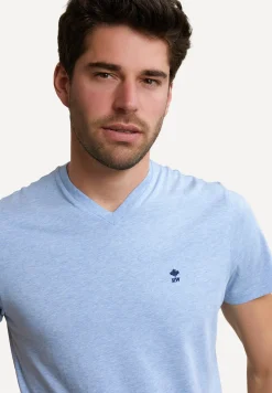 Best River Woods Slim fit basic pima katoen V-hals T-shirt sky mix -