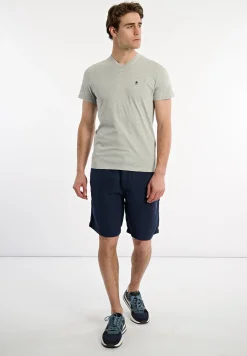 Hot River Woods Slim fit basic pima katoen V-hals T-shirt lt grey mix -