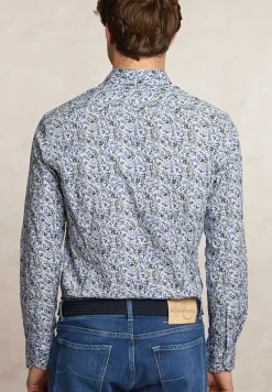 Best River Woods Slim fit comfort stretch fantasiehemd groen/blauw -