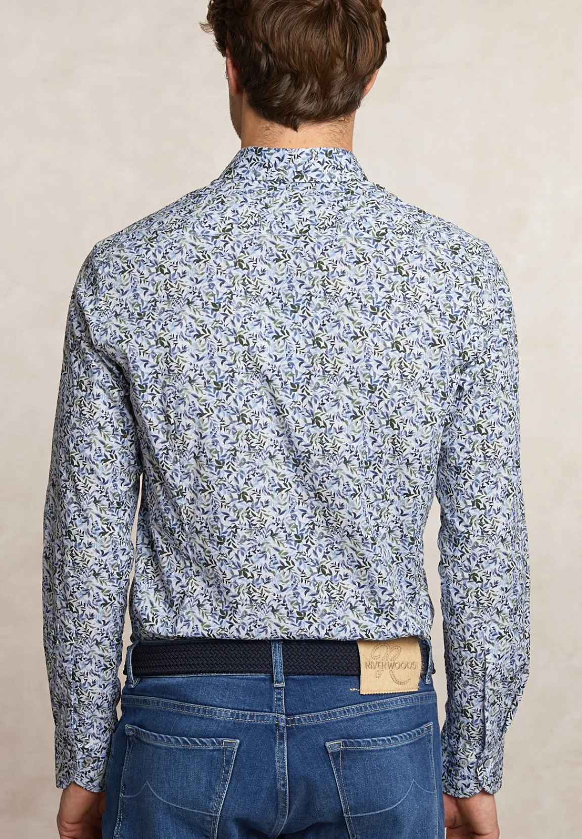Best River Woods Slim fit comfort stretch fantasiehemd groen/blauw -