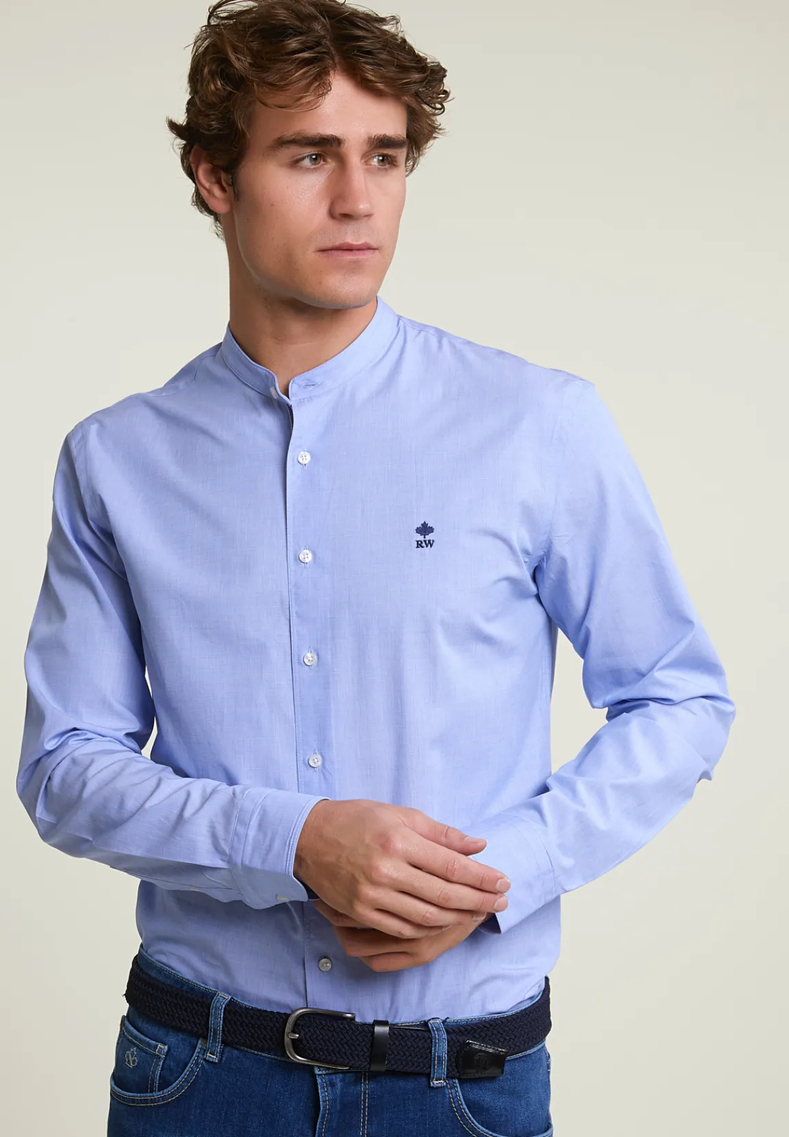 Outlet River Woods Slim fit effen hemd blauw -