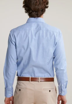 Clearance River Woods Slim fit effen hemd blauw -