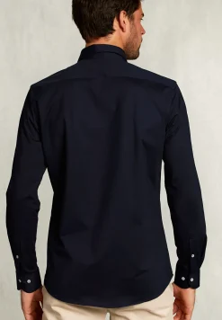 Hot River Woods Slim fit effen hemd blauw -