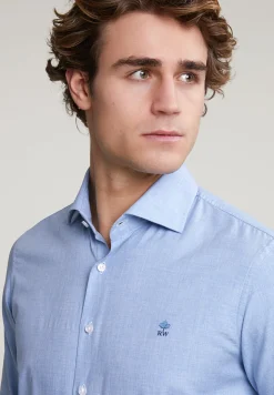 Clearance River Woods Slim fit effen hemd blauw -