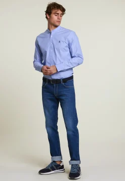 Outlet River Woods Slim fit effen hemd blauw -