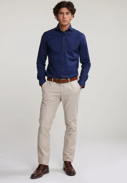 Discount River Woods Slim fit effen hemd blauw -