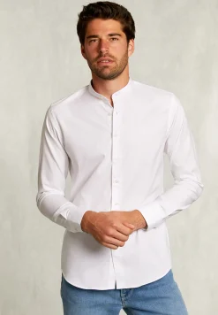 Best River Woods Slim fit effen hemd henley kraag wit -