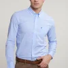 Best River Woods Slim fit effen hemd met zak blauw -