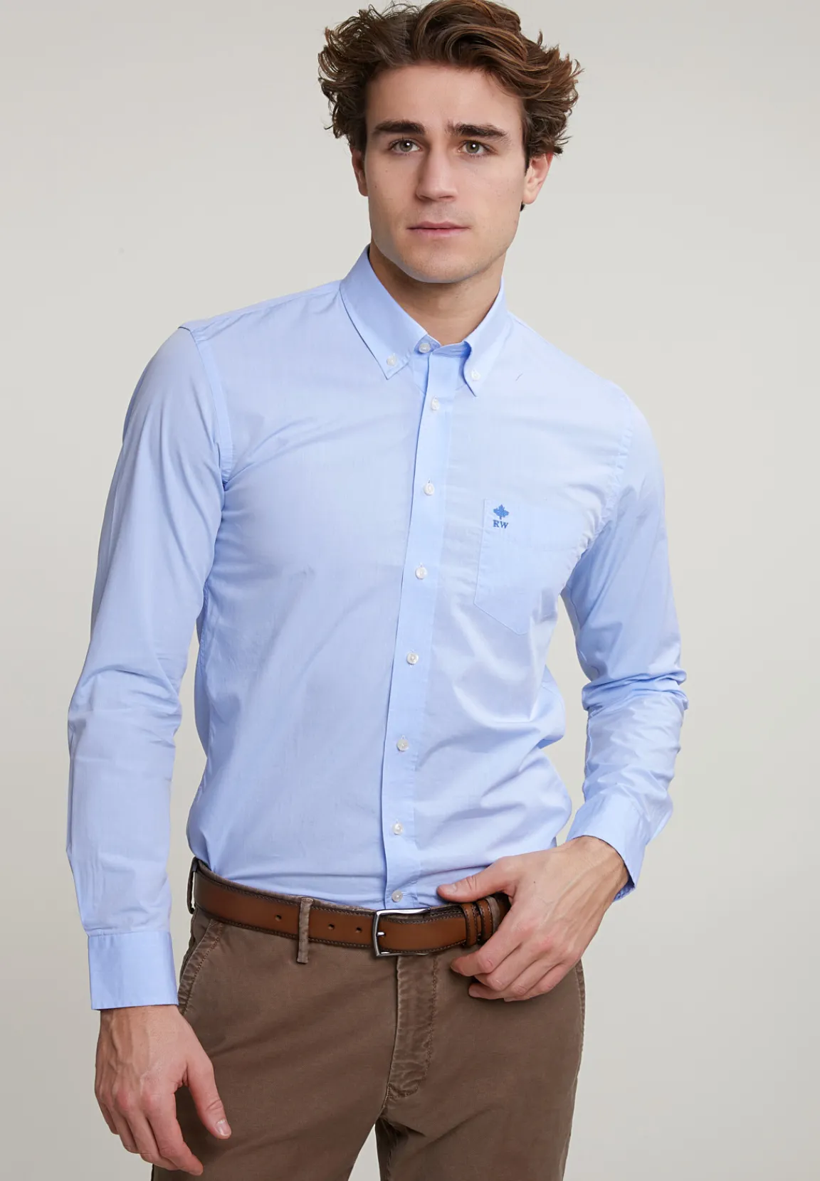 Best River Woods Slim fit effen hemd met zak blauw -