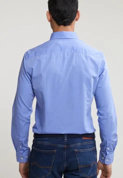 Fashion River Woods Slim fit effen hemd met zak blauw -