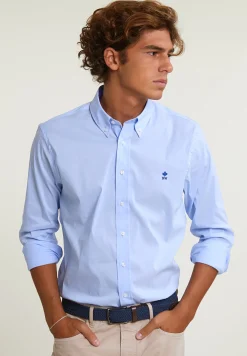 Discount River Woods Slim fit effen hemd performance stretch blauw -
