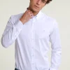 New River Woods Slim fit effen hemd wit -