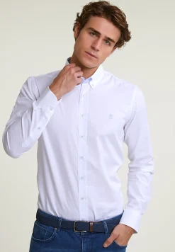 New River Woods Slim fit effen hemd wit -