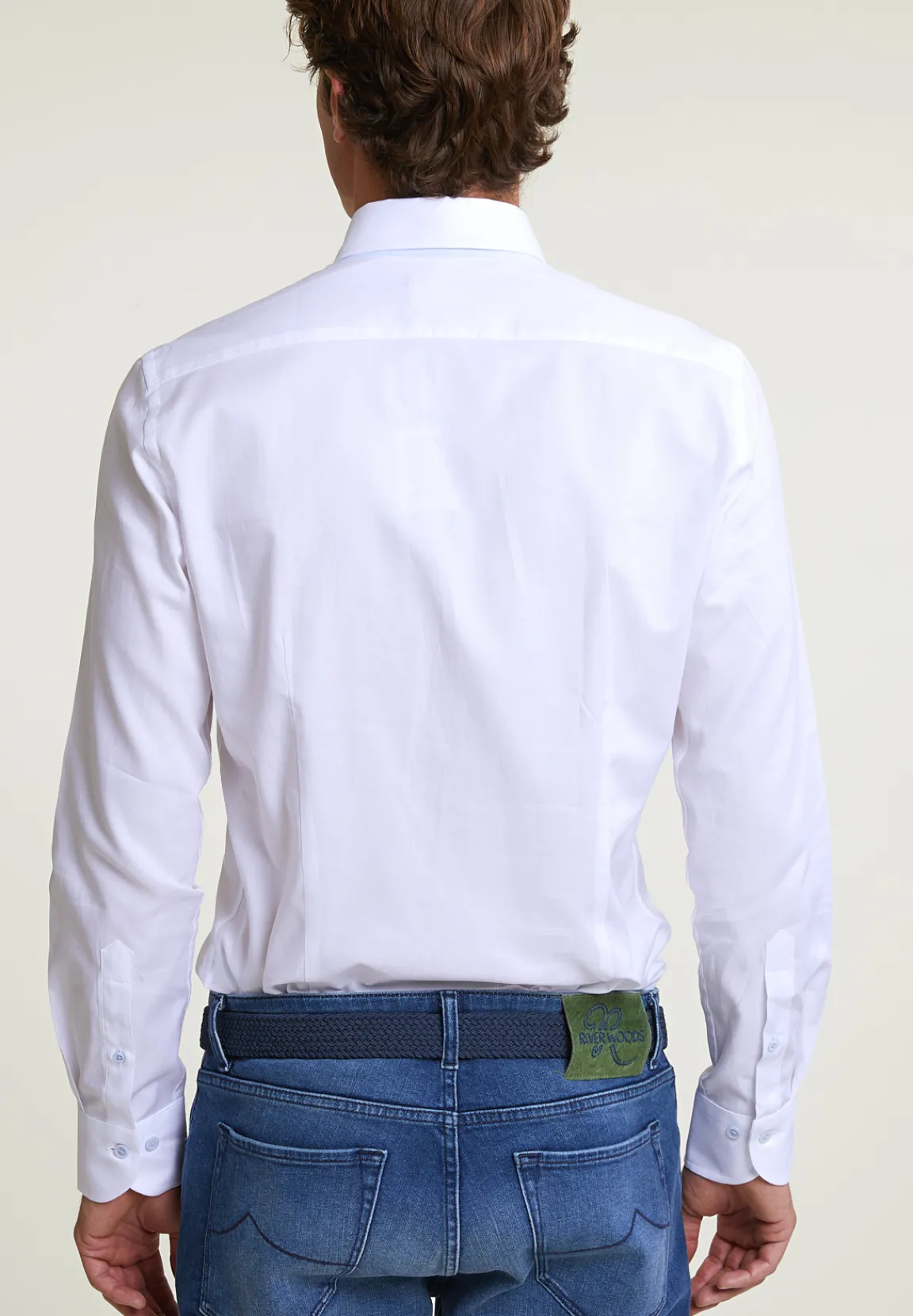 New River Woods Slim fit effen hemd wit -