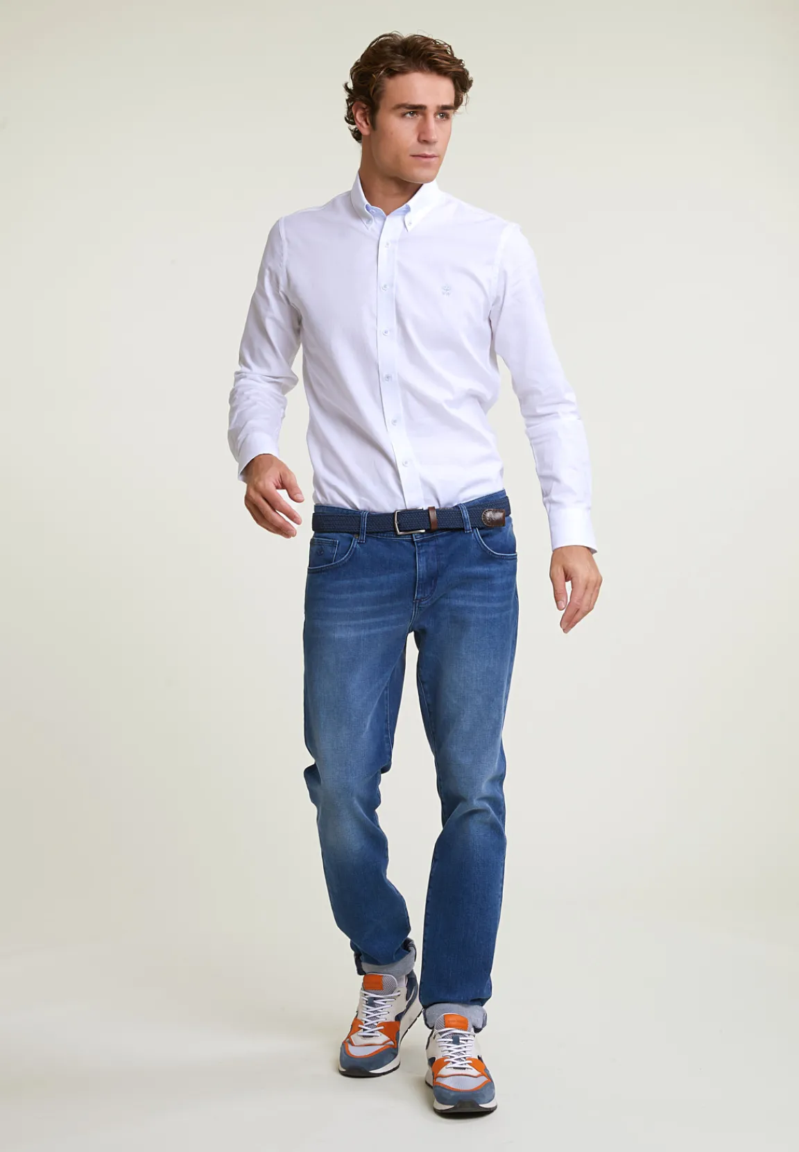 New River Woods Slim fit effen hemd wit -
