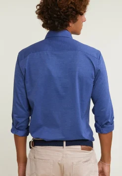 Outlet River Woods Slim fit effen katoenen hemd blauw -