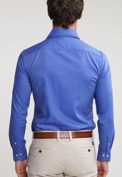 Fashion River Woods Slim fit effen katoenen hemd blauw -
