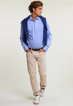 Online River Woods Slim fit effen katoenen hemd blauw -