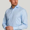 Hot River Woods Slim fit effen stretch hemd lichtblauw -
