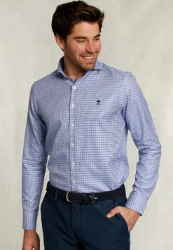 Online River Woods Slim fit fantasie hemd blauw/wit -
