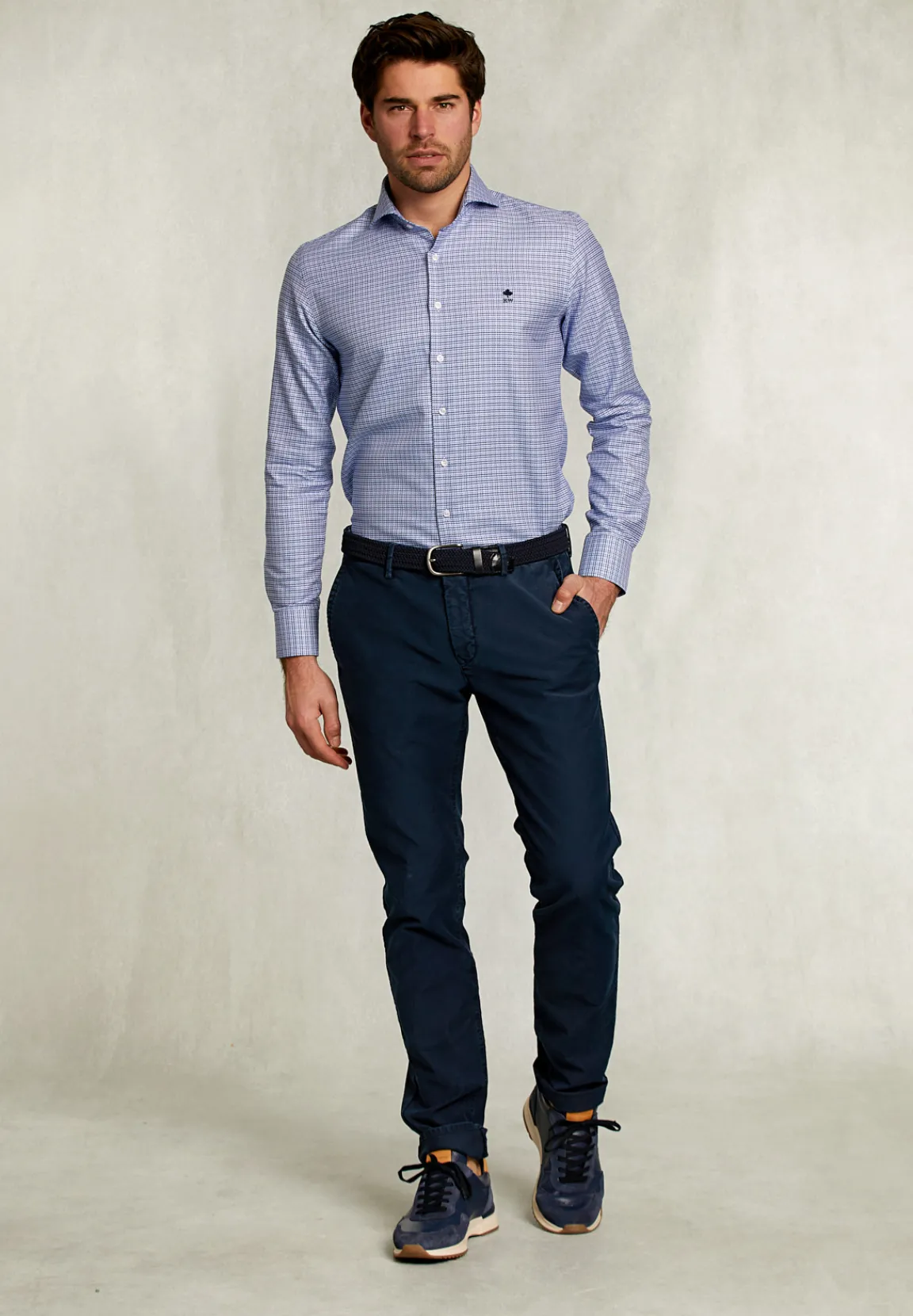 Online River Woods Slim fit fantasie hemd blauw/wit -