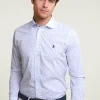 Outlet River Woods Slim fit fantasiehemd blauw/wit -