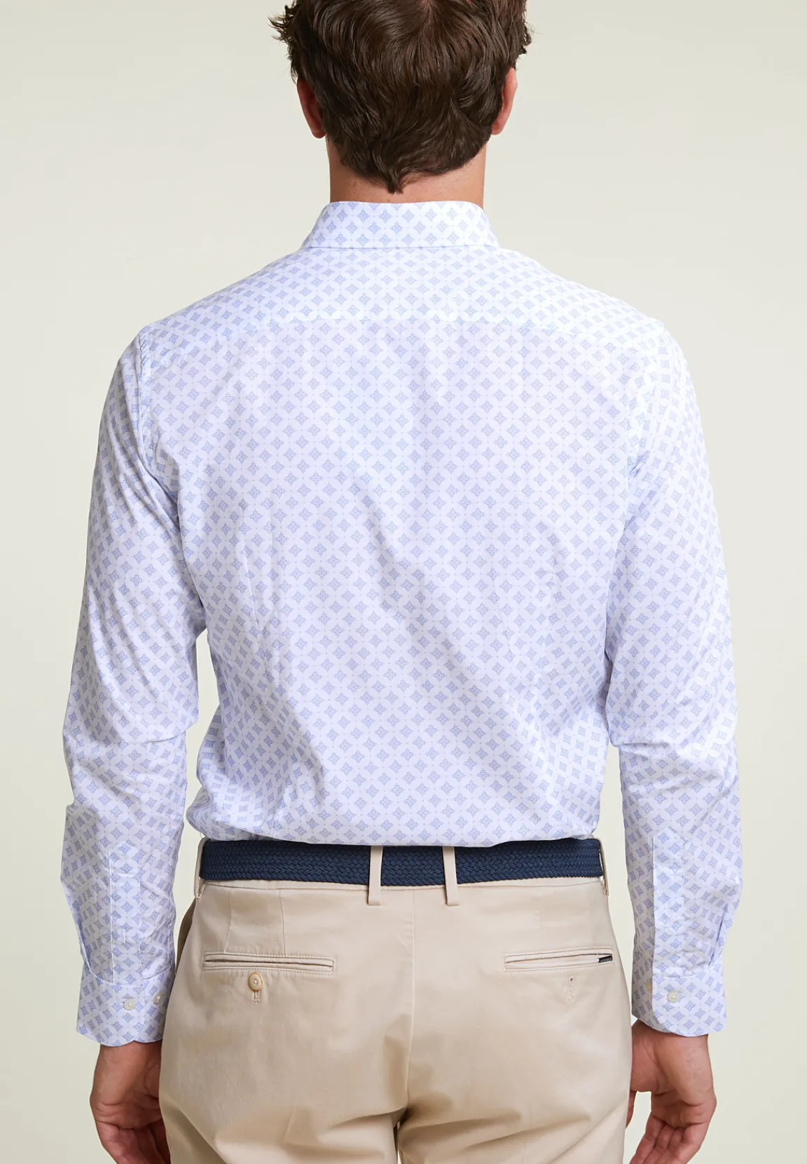 Outlet River Woods Slim fit fantasiehemd blauw/wit -