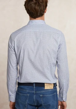 New River Woods Slim fit fantasiehemd blauw/wit -