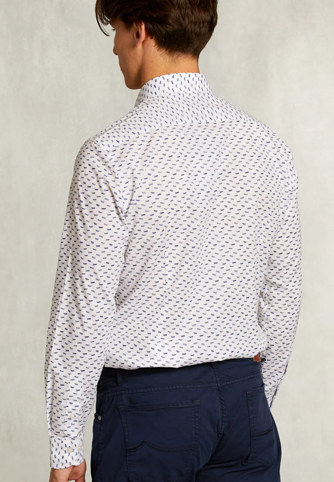 Discount River Woods Slim fit fantasiehemd blauw/wit -