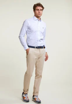 Outlet River Woods Slim fit fantasiehemd blauw/wit -