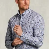 Hot River Woods Slim fit gebloemd hemd blauw/bruin -