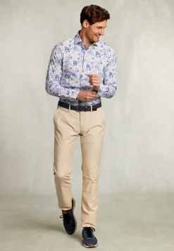 Sale River Woods Slim fit gebloemd hemd blauw/bruin -