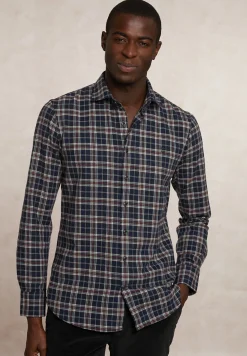 Sale River Woods Slim fit geruit flanellen hemd blauw/rood -