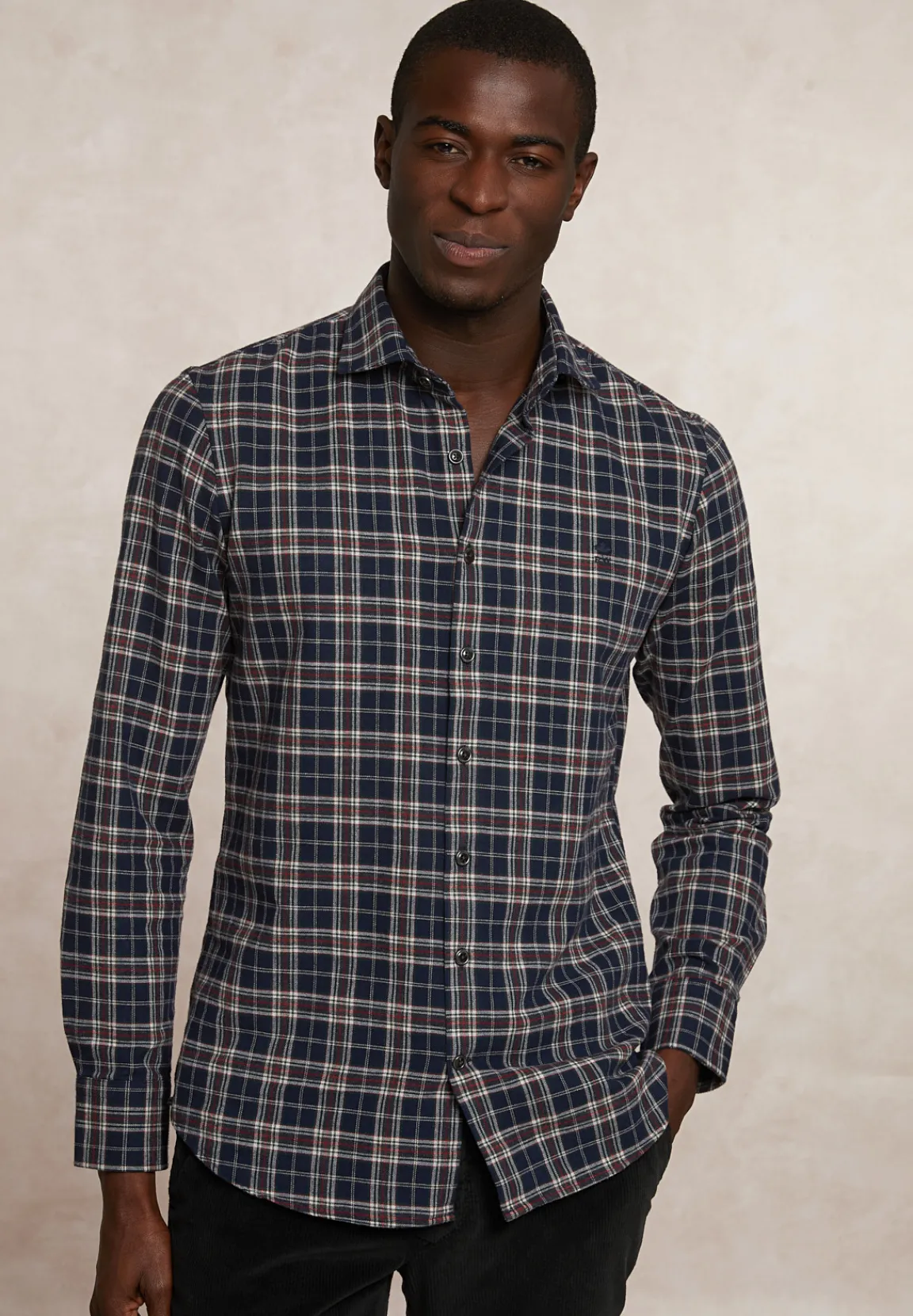 Sale River Woods Slim fit geruit flanellen hemd blauw/rood -
