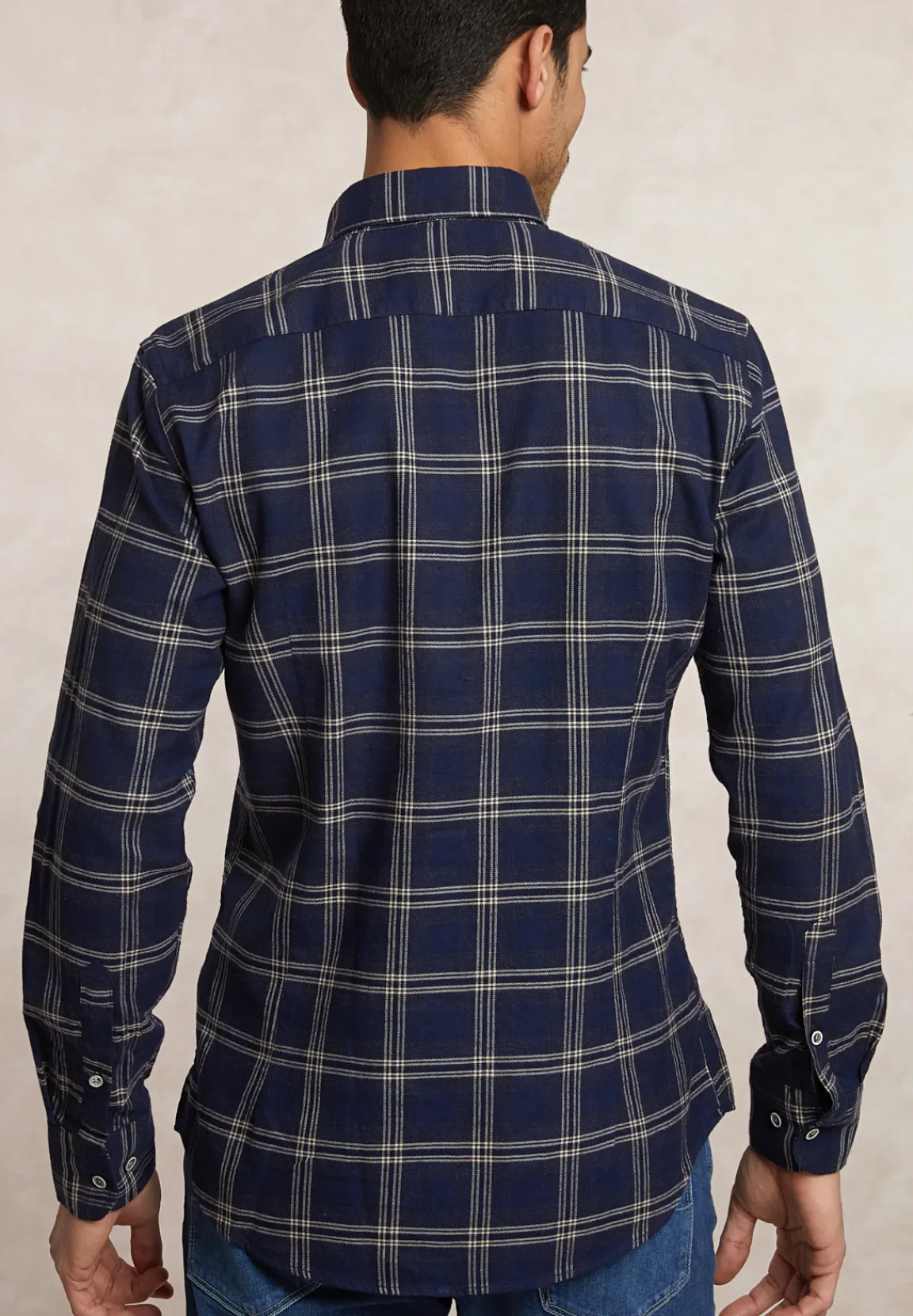 Best River Woods Slim fit geruit flanellen hemd blauw/beige -