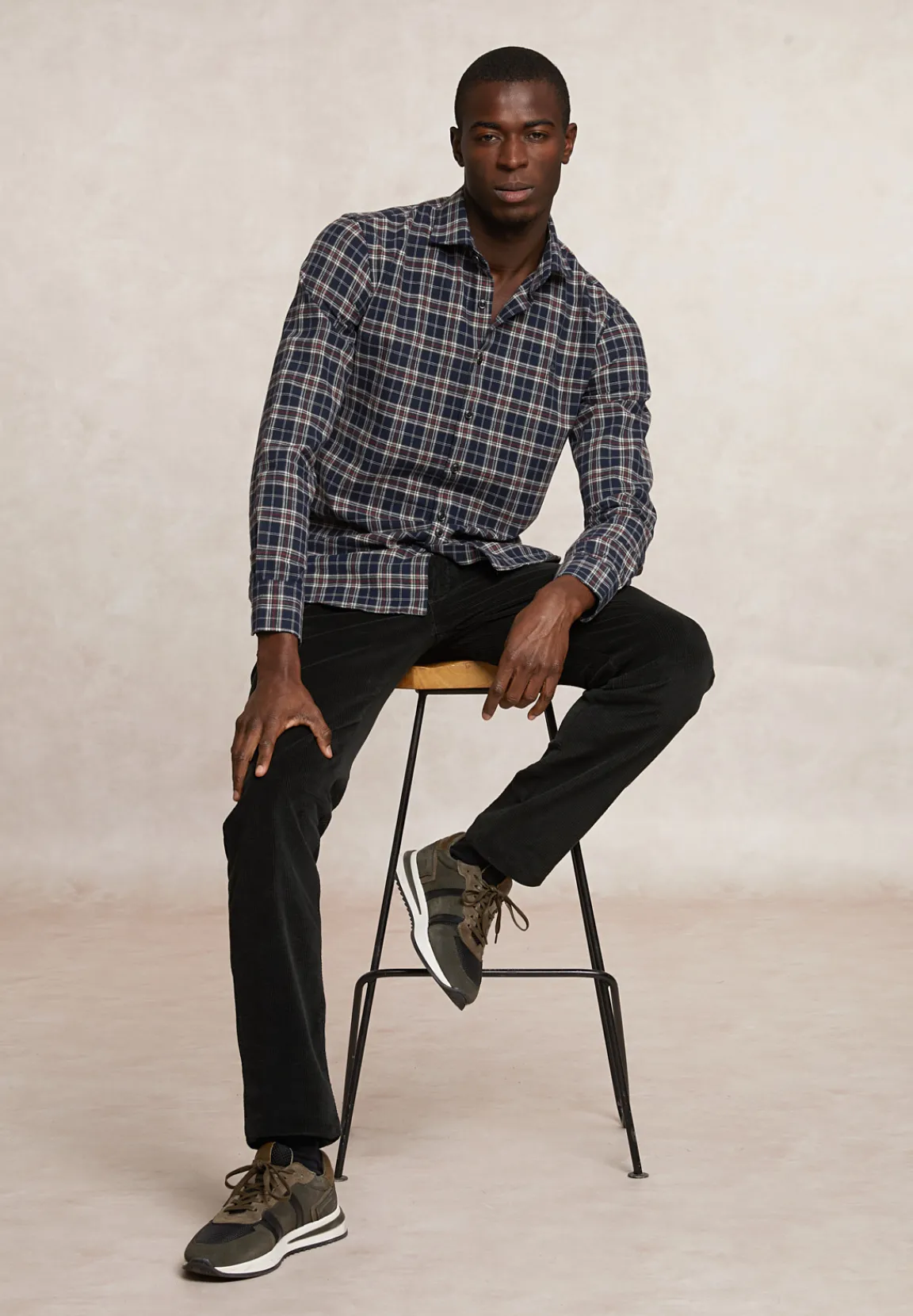Sale River Woods Slim fit geruit flanellen hemd blauw/rood -