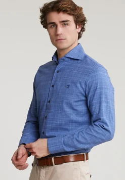 Outlet River Woods Slim fit geruit hemd blauw -