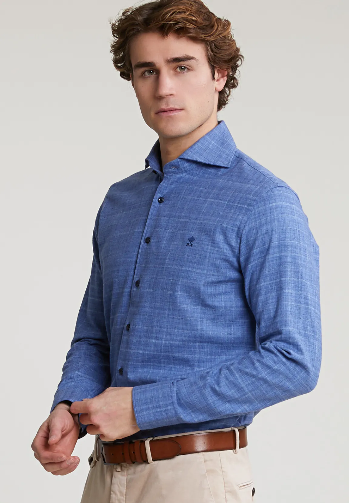 Outlet River Woods Slim fit geruit hemd blauw -
