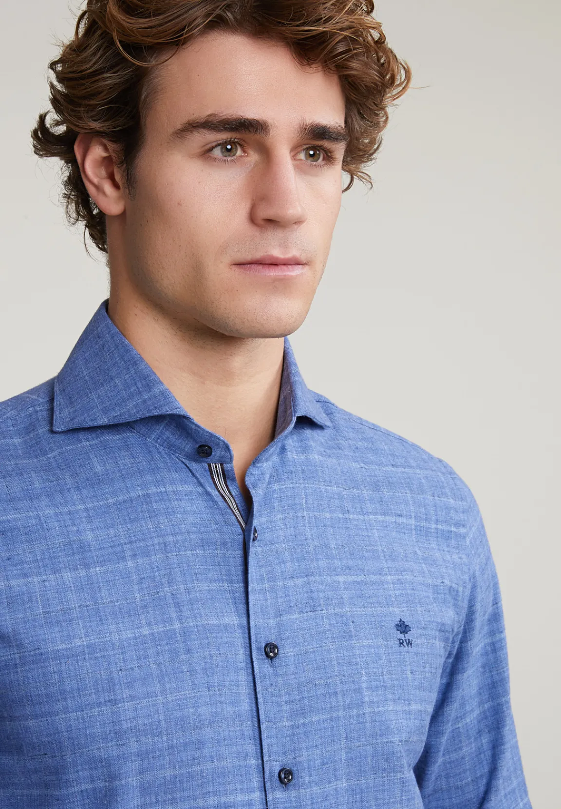 Outlet River Woods Slim fit geruit hemd blauw -