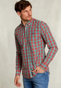 Hot River Woods Slim fit geruit hemd groen/rood -
