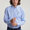 Outlet River Woods Slim fit geruit hemd met zak blauw/wit -