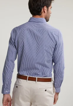 Clearance River Woods Slim fit geruit hemd met zak blauw/wit -