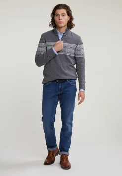 Outlet River Woods Slim fit geruit hemd met zak blauw/wit -