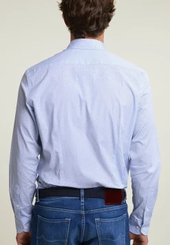 Sale River Woods Slim fit gestipt comfort stretch hemd blauw -
