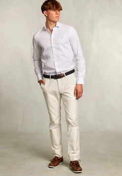Clearance River Woods Slim fit gestipt hemd blauw/wit -