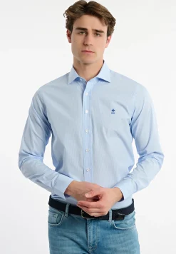 Online River Woods Slim fit gestreept hemd blauw/wit -