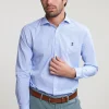 Online River Woods Slim fit gestreept hemd blauw/wit -