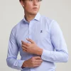 Best River Woods Slim fit gestreept hemd blauw/wit -