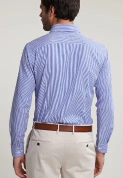 Sale River Woods Slim fit gestreept hemd blauw/wit -