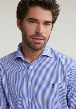 Sale River Woods Slim fit gestreept hemd blauw/wit -